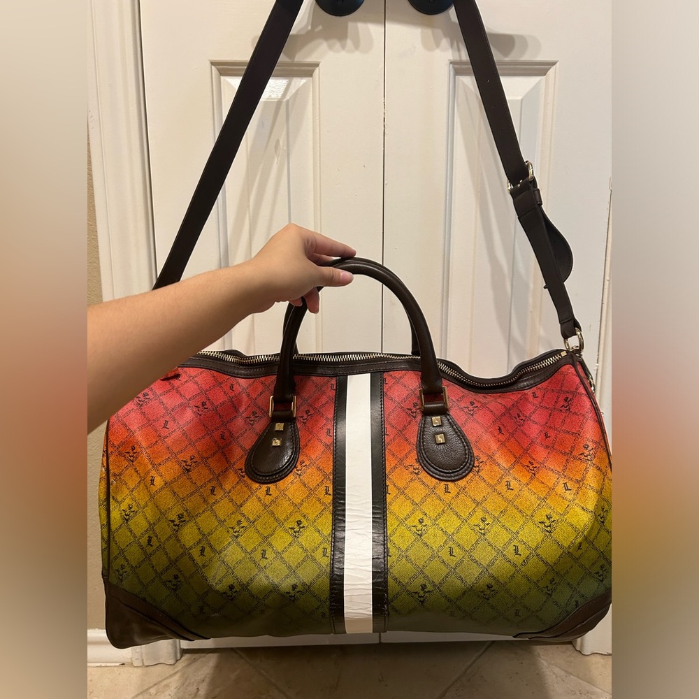L.A.M.B. Discontinued Gwen Stefani Ombré Rainbow Tote Bag Purse